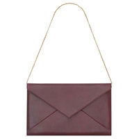 SAINT LAURENT Cow Leather Envelope Bag, Wallet, Shoulder Bag Large Size Women's Burgundy