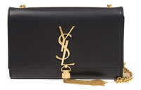 SAINT LAURENT Smooth Leather Fringe Bag, Shoulder Bag, Crossbody Bag Regular Women's Black