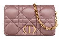 DIOR Caro Cow Leather Handheld Shoulder Bag Crossbody Bag Women's Pink Peony