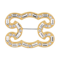 CELINE Triomphe Frame Sparkle Brooch In Strass Brass With Gold Finish And Steel