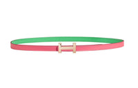 HERMES Leather Belts Women's Rose Red/Green