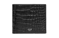 CELINE Crocodile Embossed Calfskin Wallet Men's Black
