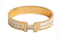 HERMES Enamel Gilded Bangles Women's Gold