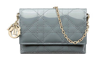 DIOR Lady Dior Patent Leather Cow Leather Handbag Shoulder Bag Women's Cloud Blue