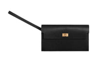 HERMES Kelly Pocket Chamkila Goat Skin Wallet Women's 89 Noir Black