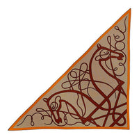 HERMES Cashmere Silk Shawls Women's Caramel