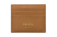 PRADA Leather Card Holder Women's Caramel