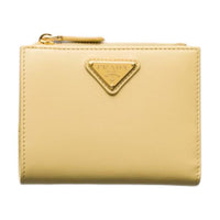 PRADA Leather Wallet Women's Vanilla Yellow