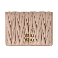 MIU MIU Quilting Nappa Leather Card Holder Women's Light Pink