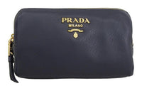 PRADA Leather Clutch Women's Marine Blue