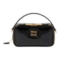 MIU MIU Patent Leather Portable Crossbody Bag Shoulder Bag Women's Black