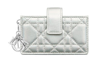 DIOR Lady Dior Lambskin Card Holder, Wallet Women's Silver