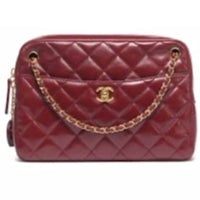 CHANEL Leather Camera Bag Shoulder Bag Crossbody Bag Women's Burgundy