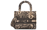 DIOR Lady D-Lite Embroidery Dior Bag Shoulder Bag Crossbody Bag Medium Size Women's Brown
