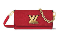 LOUIS VUITTON Leather Shoulder Bag Crossbody Bag Women's Red