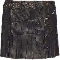 PRADA Stud embellished Patchwork Mini Skirt