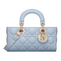 DIOR Lambskin Shoulder Bag Crossbody Bag Handbag Small Size Women's Blue