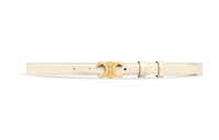 CELINE Double C Decoration Smooth Buckle Leather Belts Women's Beige Width 1.8cm