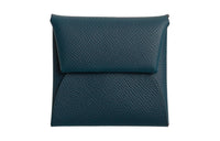 HERMES Bastia Epsom Calfskin Coin Purses Wallets Women's Prussian Blue With Resilient Bubble Green