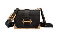 PRADA Cow Leather Shoulder Bag Crossbody Bag Women's Black