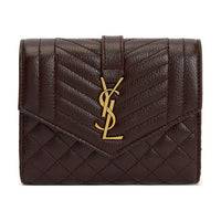 SAINT LAURENT Cow Leather Wallet Mini Women's Grape Red