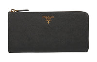 PRADA Saffiano Cow Leather Wallet Women's Black