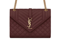 SAINT LAURENT ENVELOPE Grained Leather Envelope Bag Crossbody Bag Shoulder Bag Women's Dark Red