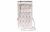 MIU MIU Matelassé Leather Cell Phone Pouch Women's Silver