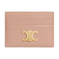 CELINE Triomphe Calfskin Card Holder Women's Peach