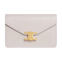 CELINE Triomphe Calfskin Shoulder Bag, Crossbody Bag, Wallet Women's Beige