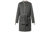 LOUIS VUITTON Belted Pinstripe Topstitch Coat