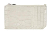 SAINT LAURENT Calfskin Card Holder Women's Gray White