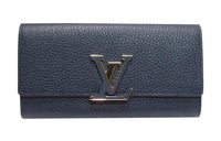 LOUIS VUITTON Capucines Taurillon Leather Long Wallet Money Clip Regular Women's Blue
