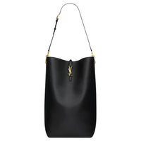 SAINT LAURENT Calfskin Patchwork Leather Handbag Shoulder Bag Extra Large Women's Black