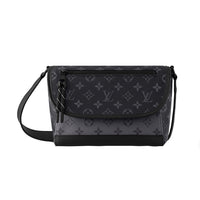 LOUIS VUITTON Coated Canvas Shoulder Bag Crossbody Bag Small Size Men's Black