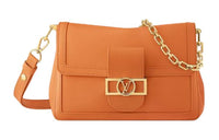 LOUIS VUITTON Dauphine Leather Daphne Shoulder Crossbody Bag Medium Size Women's Orange
