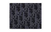 DIOR Calfskin Card Holder Wallet Women's Blue