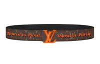 LOUIS VUITTON LV Vintage Letter Graffiti Smooth Buckle Leather Belts Men's Orange Width: 4cm