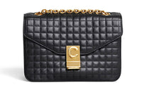 CELINE Calfskin Small Square Bag Shoulder Bag, Crossbody Bag Women's Black