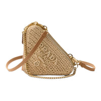 PRADA Woven Fabric One Shoulder Crossbody Clutches Mini Women's Natural
