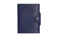 HERMES Chamkila Goat Skin Card Holder Mini Women's Sapphire Blue