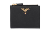 PRADA Saffiano Leather Wallet Trumpets Women's Black