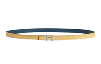 HERMES Letter H Buckle Logo Smooth Buckle Leather Belts Women's Yellow/Blue Width: 1.3cm