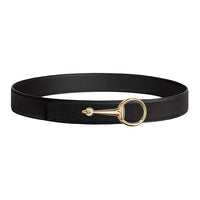 HERMES Calfskin Leather Belts Women's Black Width 3.8cm
