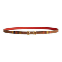 HERMES Calfskin Leather Belts Women's Brown Width 1.3CM