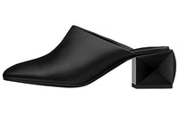 HERMES Block Heel Wrap-toe Slippers 5.5cm Women's Black
