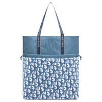 DIOR Cotton Blend Terry Fabric Tote Bag Shopping Bag Handbag Men's Blue