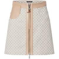 LOUIS VUITTON Leather Accent Mini Monogram Skirt