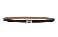 HERMES Double-Sided Decorative Smooth Buckle Leather Belts Women's Black Width: 1.3cm