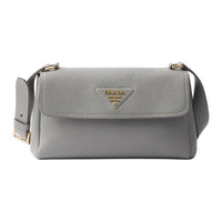 PRADA Calfskin Crossbody Bag, Shoulder Bag Small Size Women's Granite Gray
